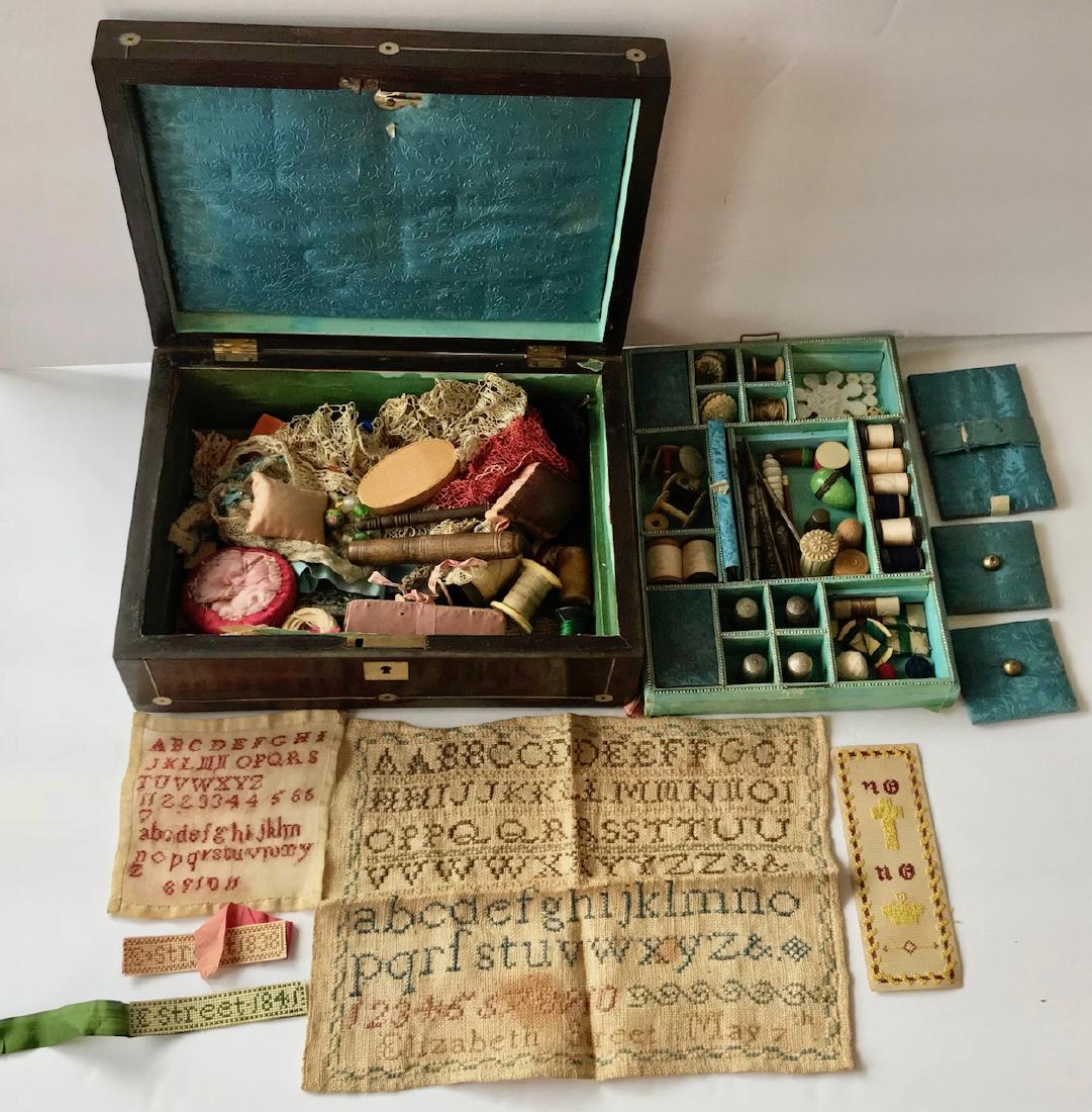Antique English Sewing Box With Contents Dated 1841 (1 of 7)