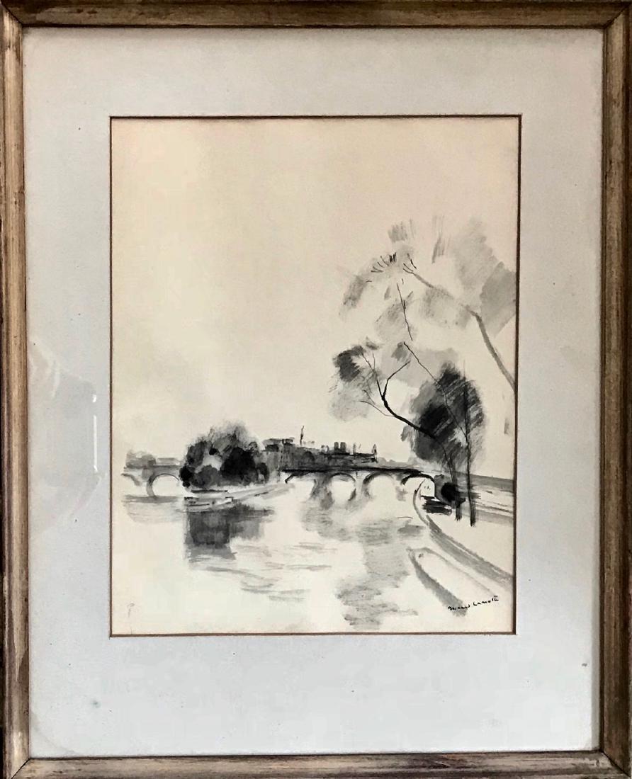 BERNARD LAMOTTE Parisian River Landscape Painting (1 of 3)