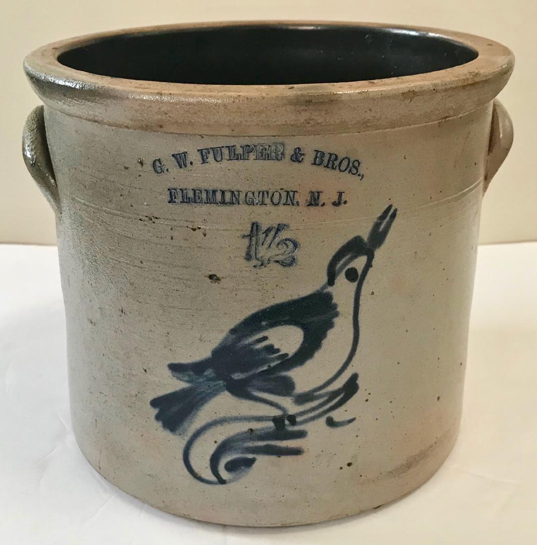 Fuller & Bros N.J. Stoneware Cobalt Bird Crock (1 of 7)