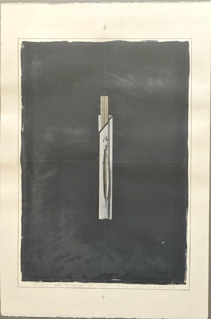 Japanese Modernist Lithograph CHOP STICKS Signed 1972 (1 of 5)