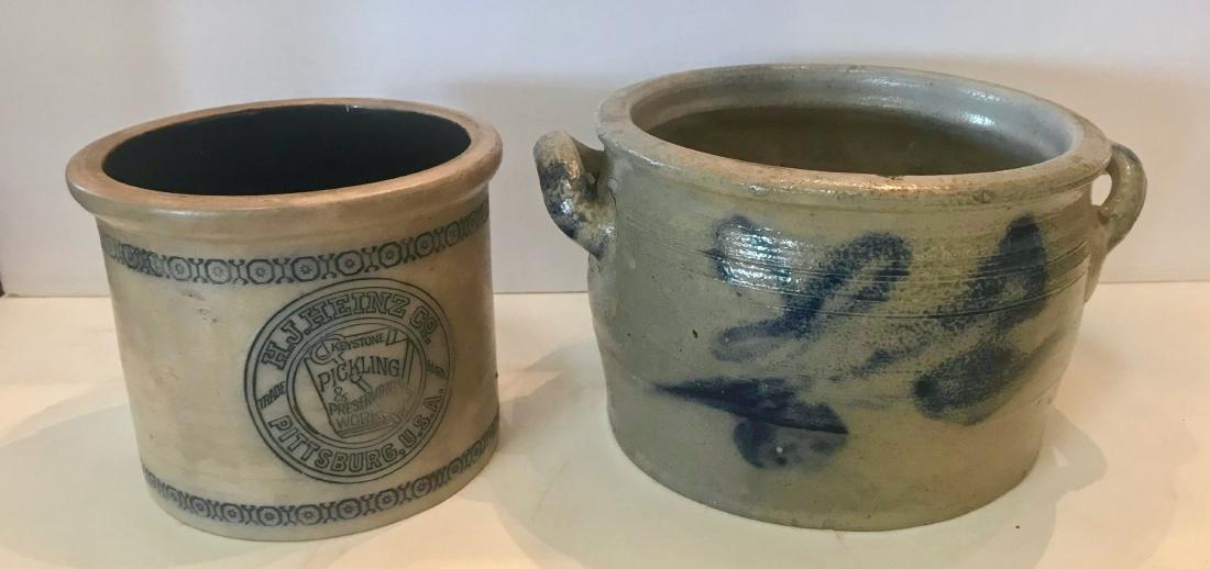 Heinz Stoneware Pickle Crock & Cobalt Decorated Crock (1 of 7)