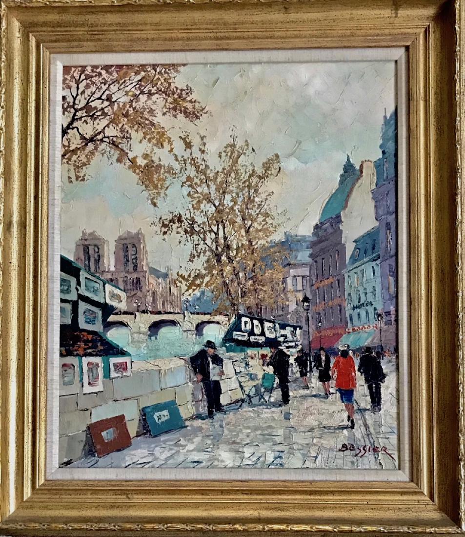 Paris Seine River Art Scene Painting Bessie 1950s (1 of 5)