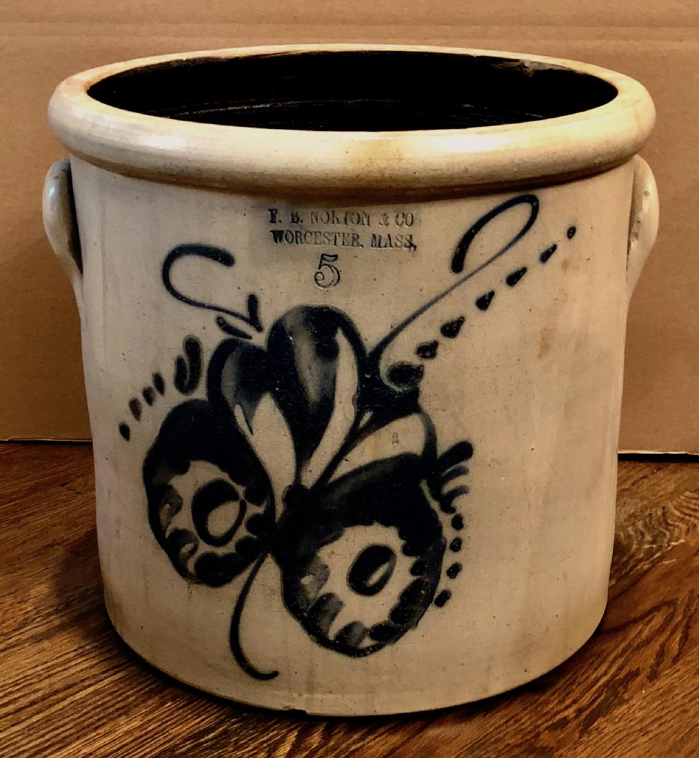 F.B. Norton & Co. Cobalt Decorated Stoneware Crock (1 of 6)