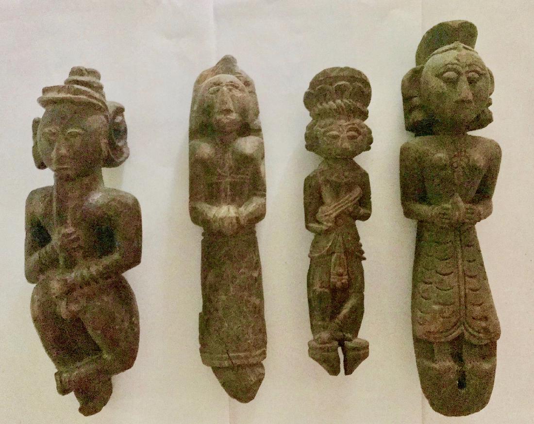Four South Indian Temple Deity Wood Carvings (1 of 2)