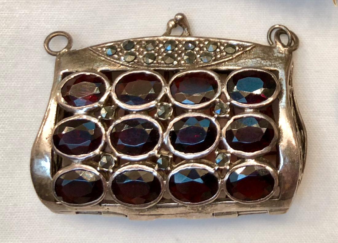 Victorian Bohemian Garnet Pendant Locket In S/Silver (1 of 5)