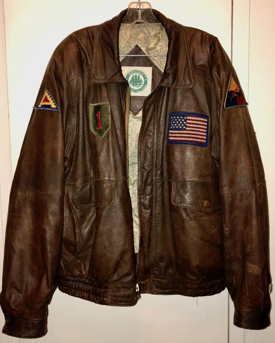 Vintage Leather Bomber Jacket w/  Dragon & Army Patches (1 of 6)