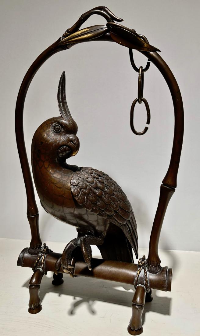 Bronze Parrot String Dispenser On Perch (1 of 7)