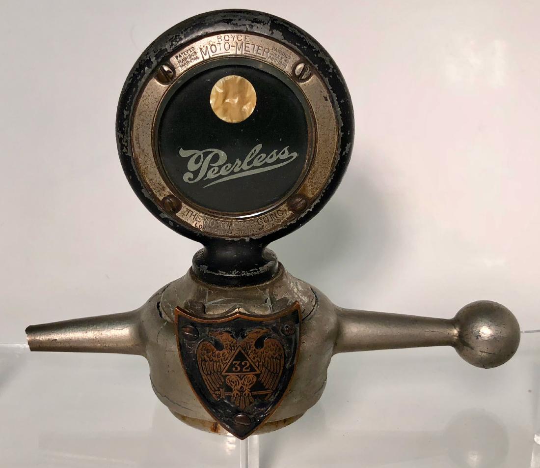 Peerless Wing Boyce Moto Meter & Masonic Shield, 1920s