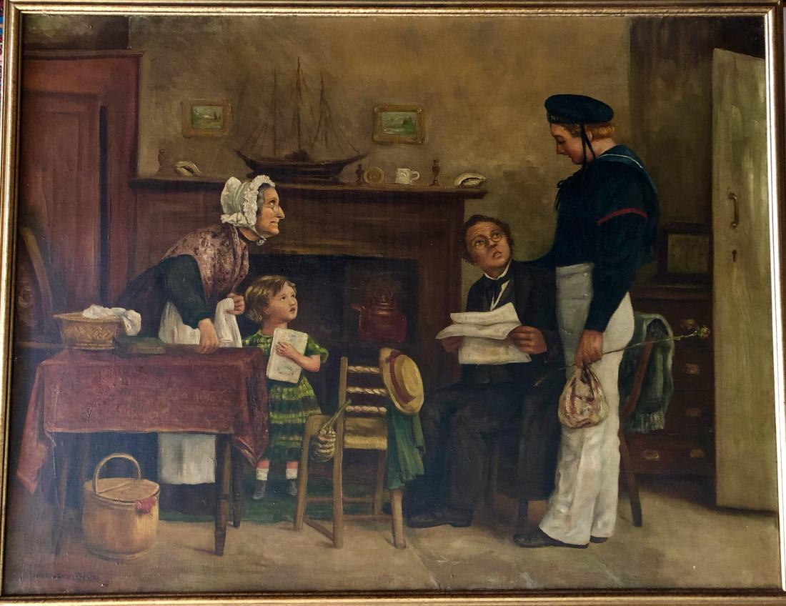 19th Century Oil Painting CALL TO DUTY C. J. Leon (1 of 5)