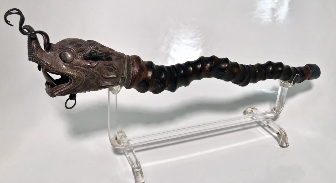 Chinese Silver Dragon Head PAYSAN Opium Pipe (1 of 7)