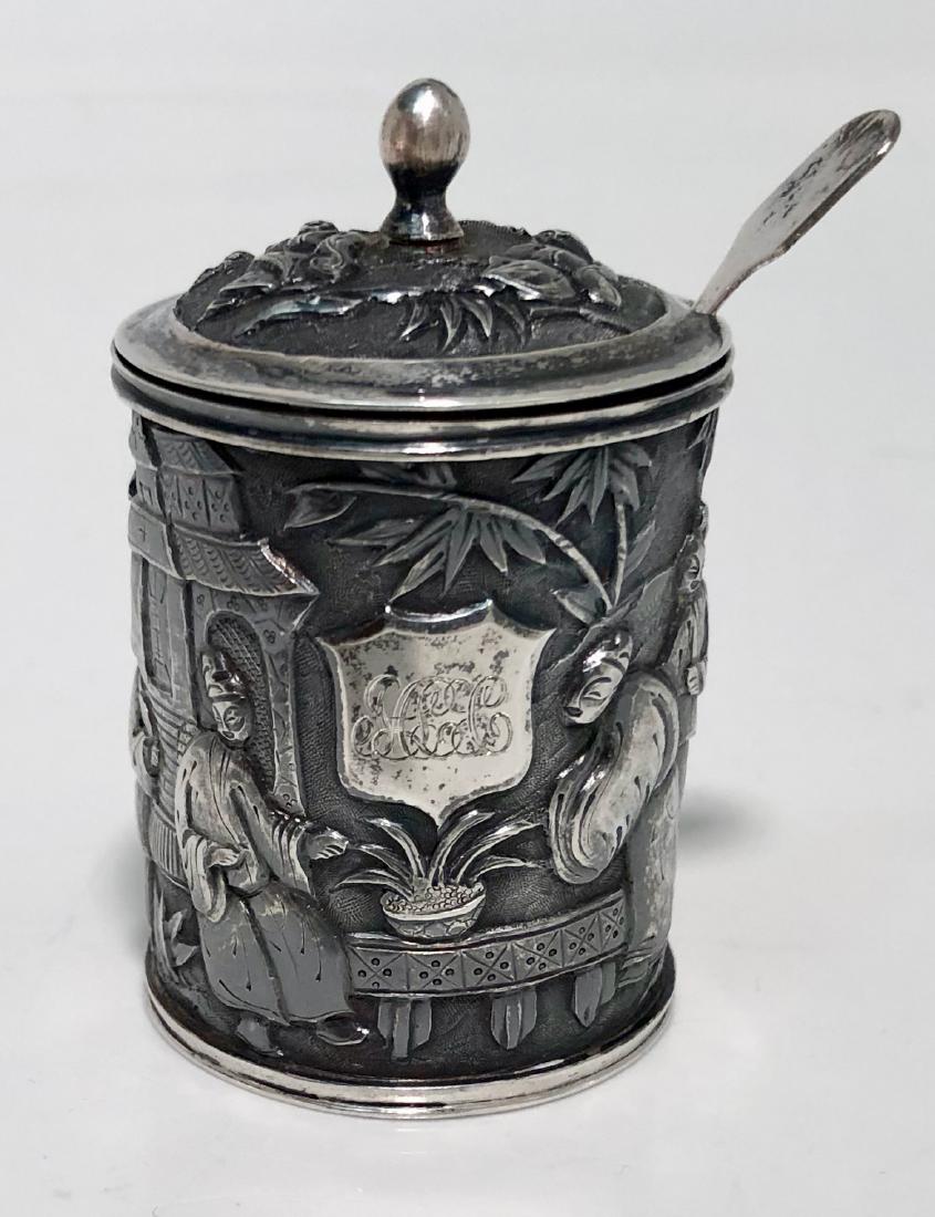 Chinese Export Silver Mustard Pot HUNG CHONG (1 of 6)