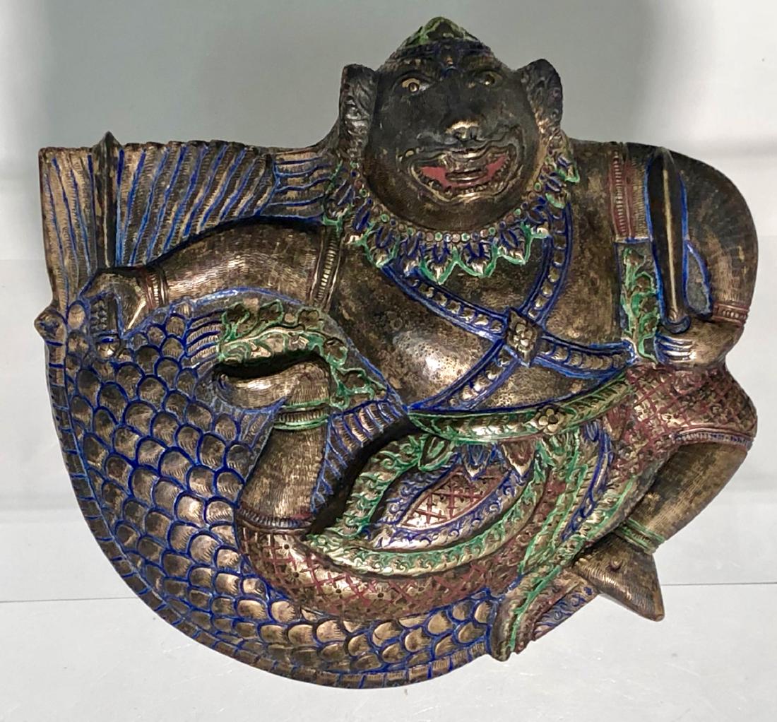 Antique Lord Hanuman Polychrome Covered Container (1 of 8)