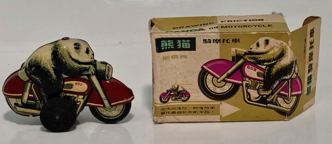 Panda Bear On Motorcycle, Tin Toy With Box, 1960s (1 of 6)