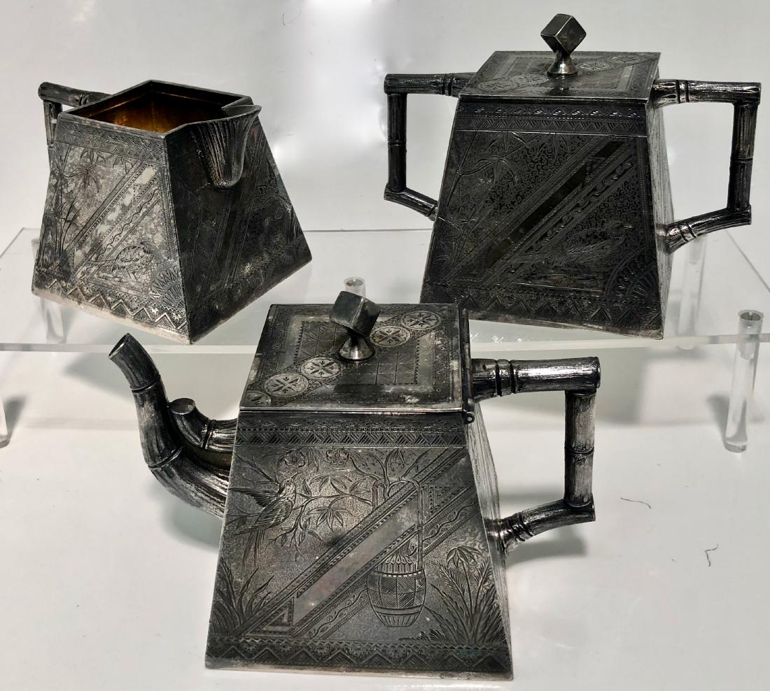 James Tufts Tea Set W/ Long Tailed Birds & Foliage 1880 (1 of 6)