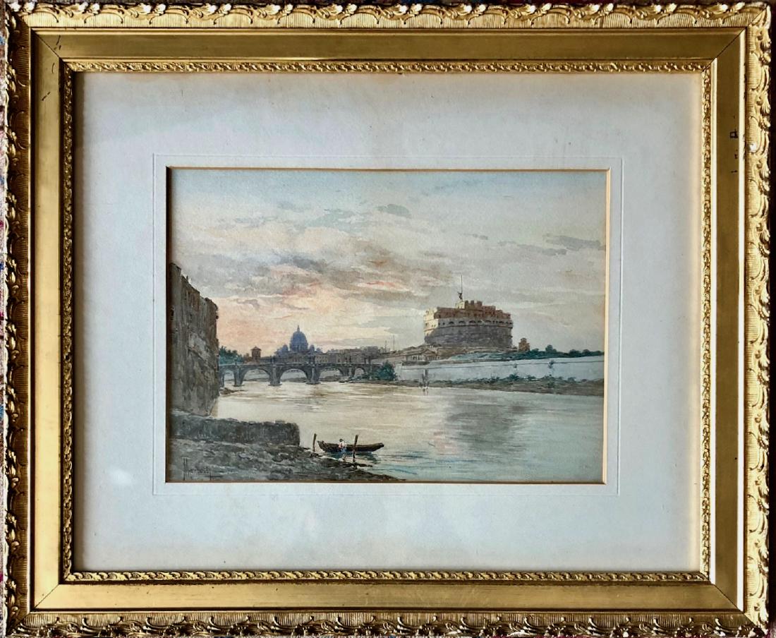 19th C. River Landscape Watercolor Leopoldo Mariotti (1 of 6)