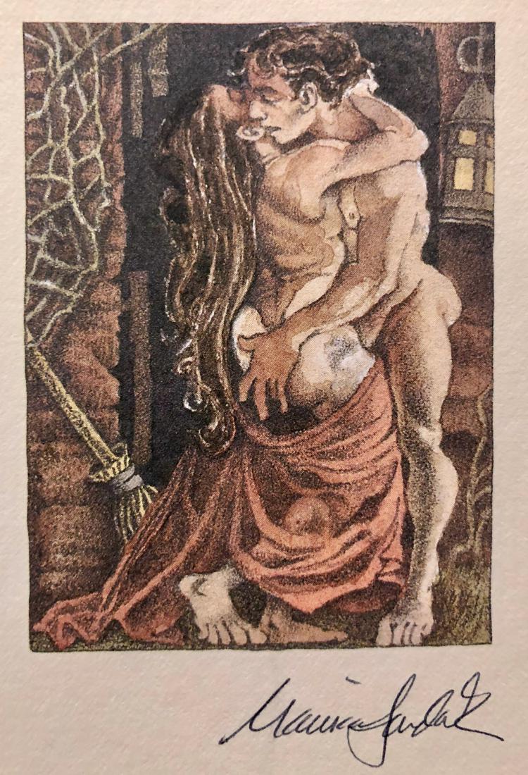 Sendak Hand-Signed Erotic Print PIERRE 1995: Cover art for Sendak's dust jacket design for Herman Melville's Pierre Or The Ambiguities: Kraken Edition (New York: Harper Collins, 1995). *Sendak created a separate colored proof plate for the desig
