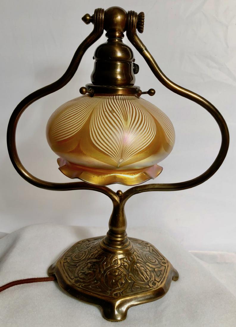Tiffany Studios Zodiac Table Lamp With Quezal Shade (1 of 13)