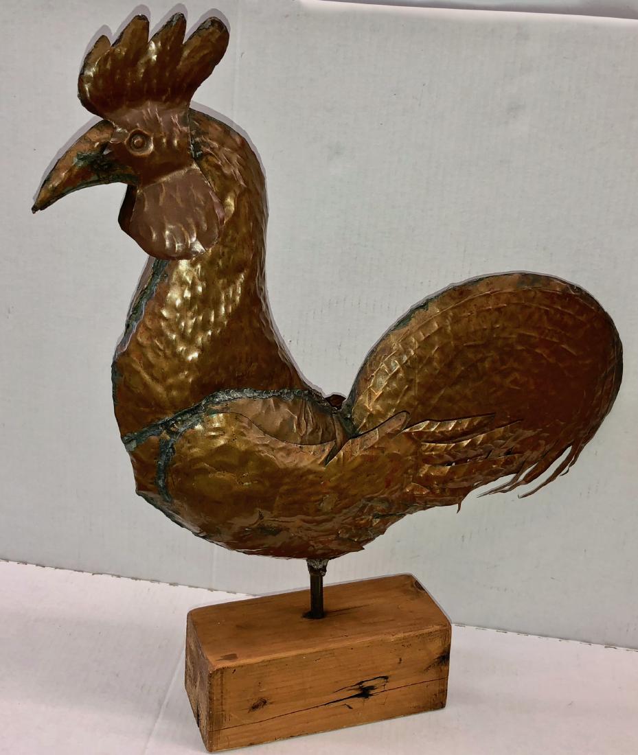 Antique Folk Art Copper Rooster Weather Vane Mounted (1 of 5)