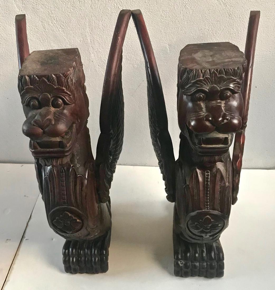 Victorian Carved Architectural Wood Lion-Griffin Pair (1 of 4)