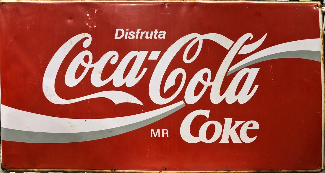 Disfruta Coca-Cola Metal Advertising Sign 1960s (1 of 4)