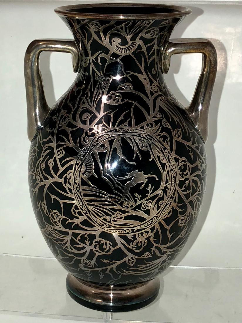 Art Deco Rockwell Art Glass Vase W/ Silver Overlay 1920 (1 of 7)