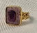 Egyptian Revival 15k Gold & Carved Amethyst Ring