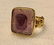 Egyptian Revival 15k Gold & Carved Amethyst Ring - 6
