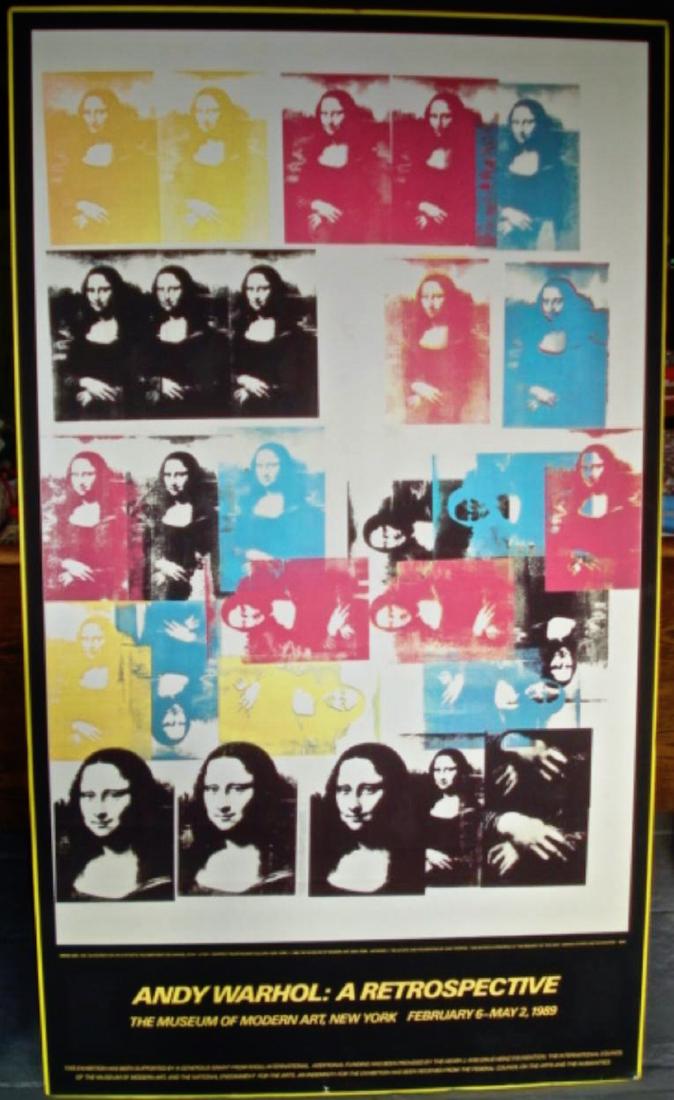 Andy Warhol MOMA Retrospective MONA LISA 1989: Andy Warhol MONA LISA original exhibition lithographic poster: A retrospective Museum of Modern Art, New York Feb.6-May 2 1989. Offset lithograph published by The Museum of Modern Art for an Exhibitio