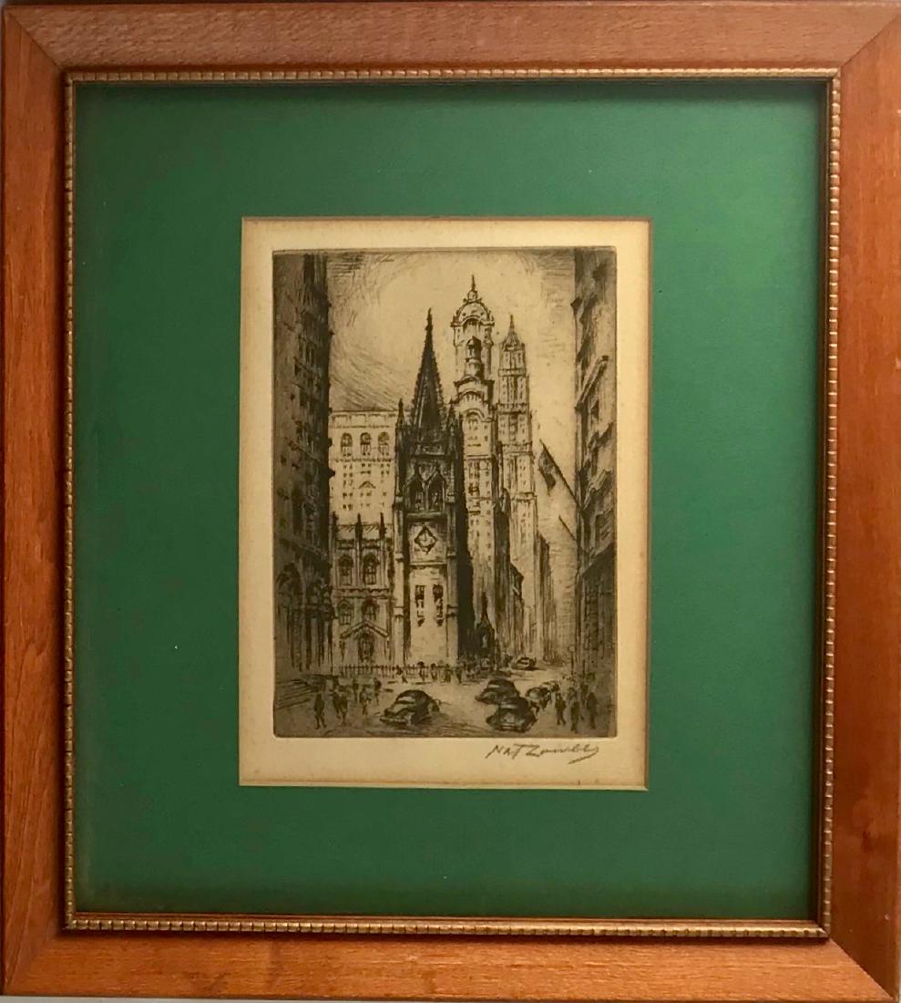 Nat Lowell Trinity Church Etching New York City (1 of 3)