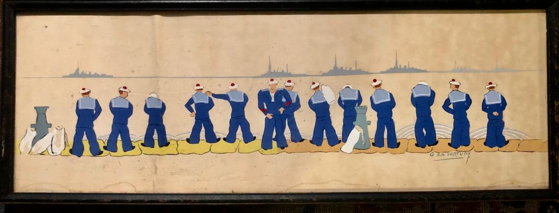 George De Vertury Painting FRENCH SAILORS 1950s (1 of 4)