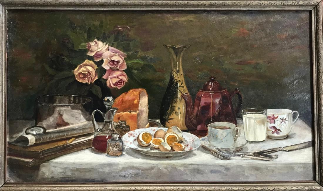 Still Life Breakfast Tabletop Oil Painting, Ward 1899 May 20, 2019