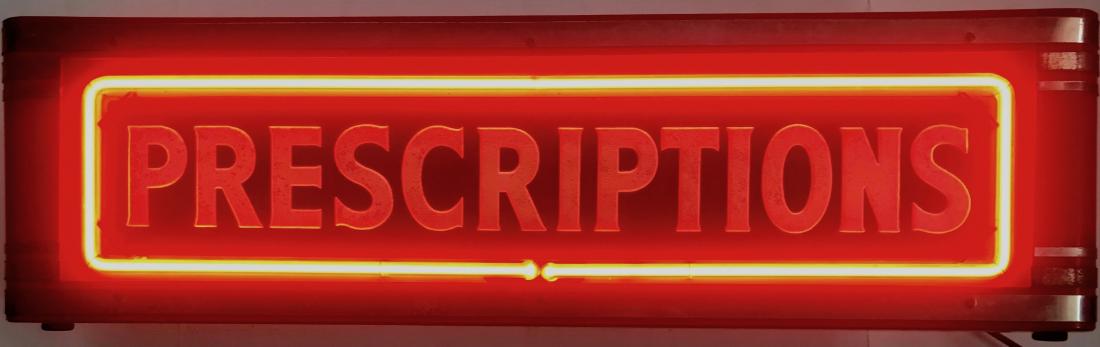 Art Deco PRESCRIPTIONS Neon Advertising Light Up Sign (1 of 5)