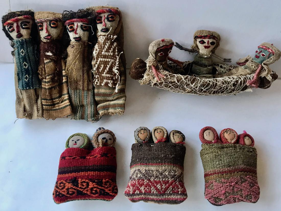 Group of 15 Peruvian Cloth Burial Dolls (1 of 4)