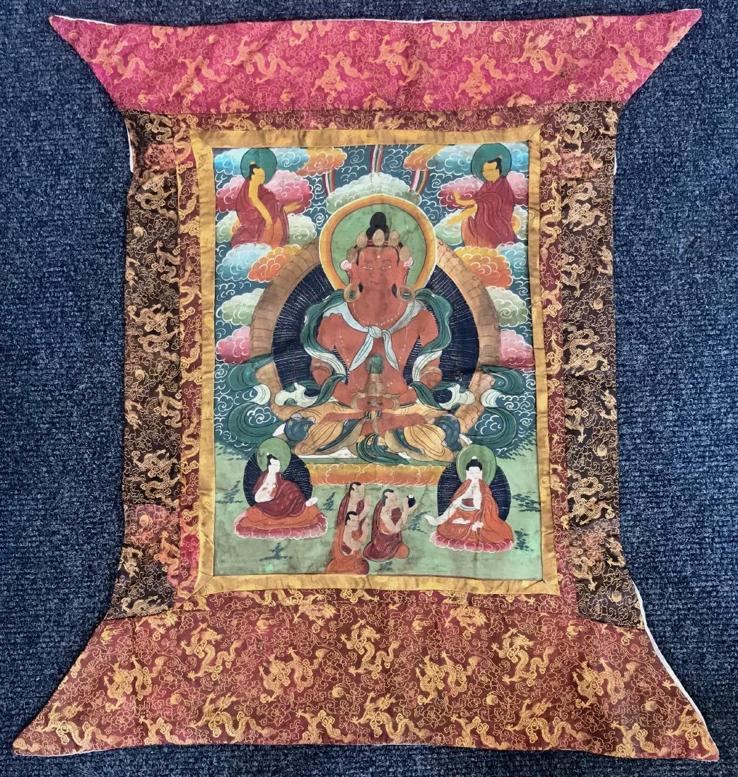 Tibetan Silk Brocade Thangka Painting MEDICINE BUDDHA (1 of 5)