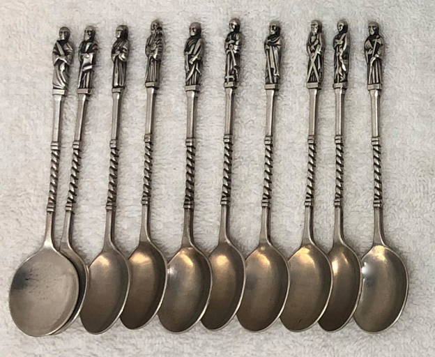 Dutch Silver 10 Apostle Spoons Netherlands C.1800s
