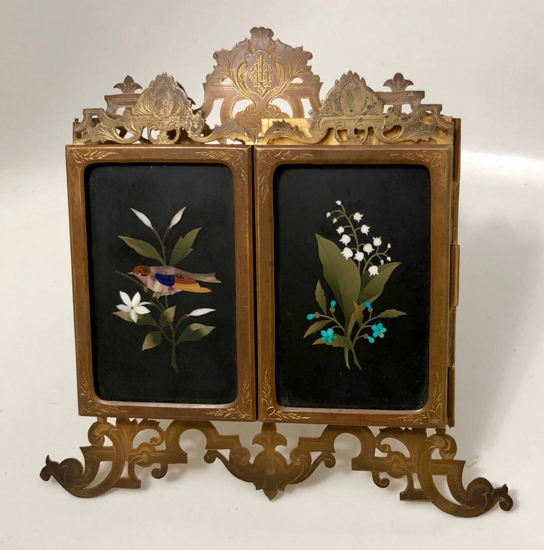 19th Century PIETRA DURA Gilt Bronze Easel Back Frame (1 of 8)