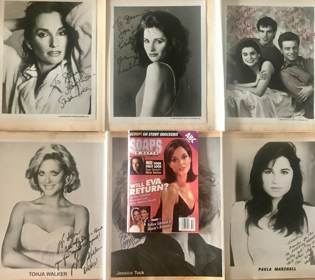 Photographs and Signatures of TV Stars (400+): ATTENTION DAYTIME TV SOAP ENTHUSIASTS. Enormous vintage collection of autographed and inscribed photographs of Television and Film actors. 400 plus black and white hand-inscribed photographs. Daytime