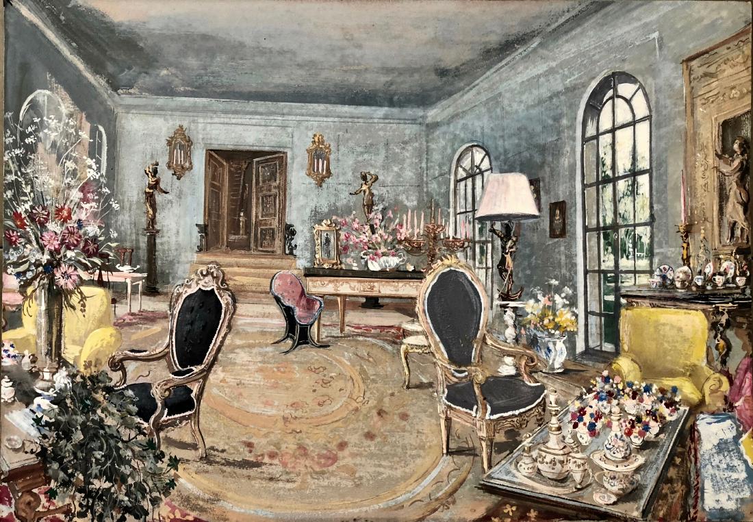 Classical French Room Interior Design Painting 1920s