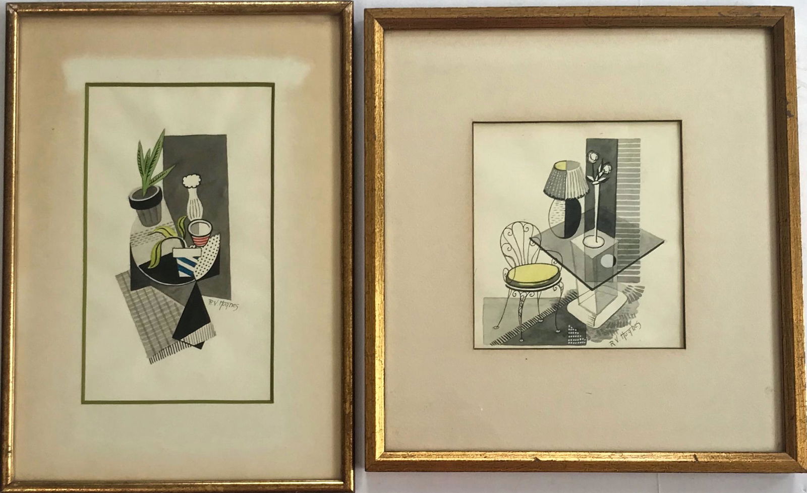 Mid-Century Modernist Interior Drawings, R.Hughes (1 of 4)