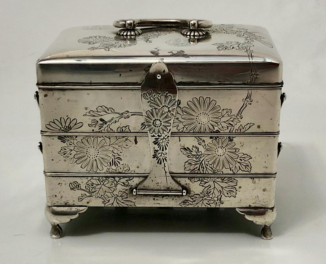 Japanese Meiji Sterling Three Tier Stacking Jewelry Box (1 of 9)