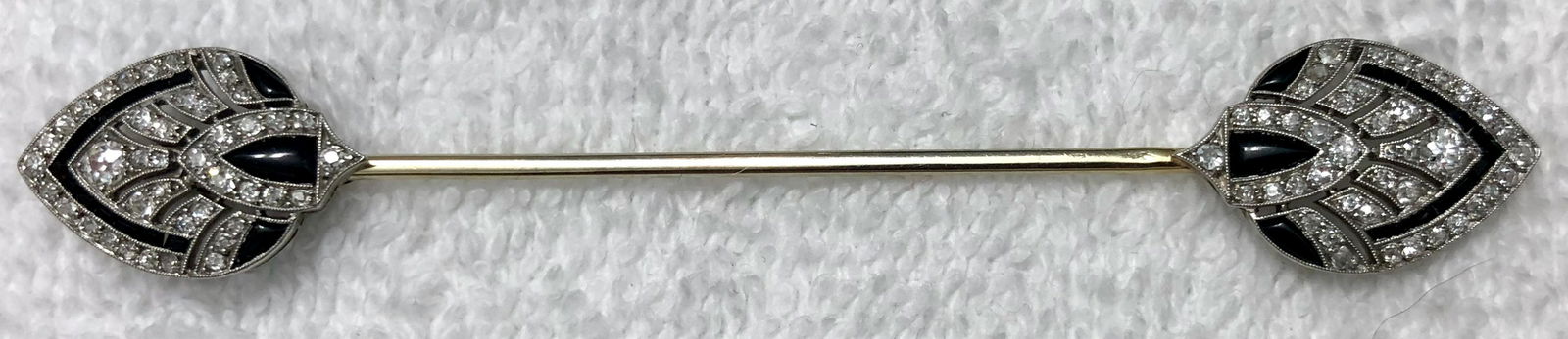 Art Deco Platinum Diamond & Onyx Jabot Pin (1 of 5)