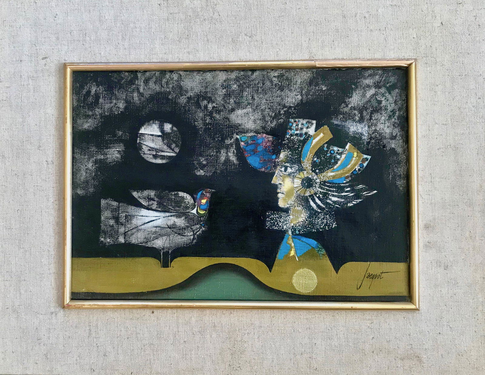 Modern Surreal Oil Painting L' OISEULA  Pierre Jacquot (1 of 4)