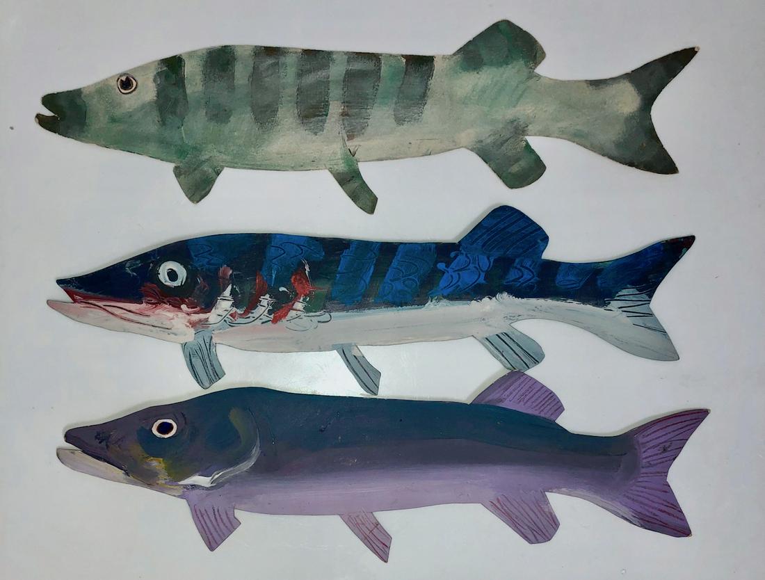 Three Outsider Paintings FISH POST Jason McWhorter 1986 (1 of 4)