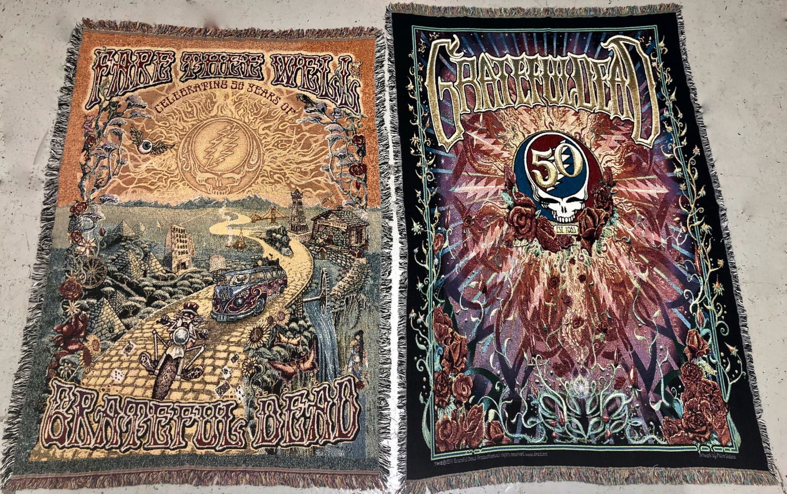 GRATEFUL DEAD COMMEMORATIVE WOVEN BLANKET TAPESTRY (2) (1 of 10)
