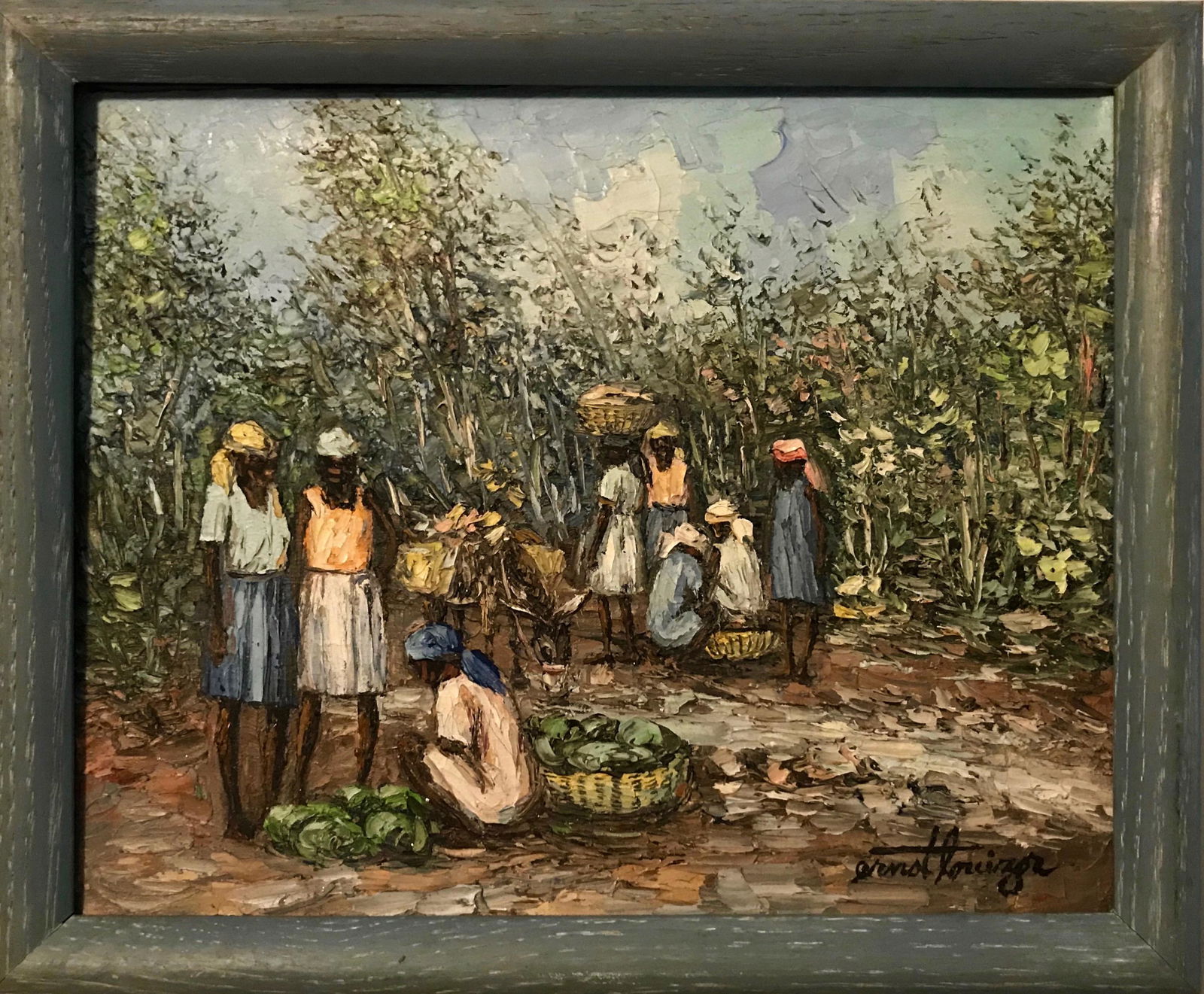 Ernst Louizor (Haitian,1938-2011) Folk Art Painting (1 of 4)