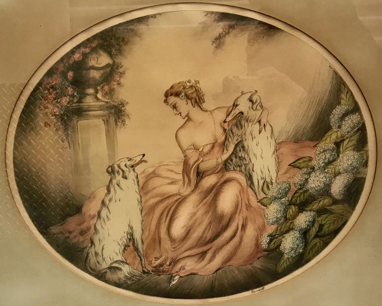 Woman w/ Russian Wolfhounds L.C. Renart 1936 (1 of 3)