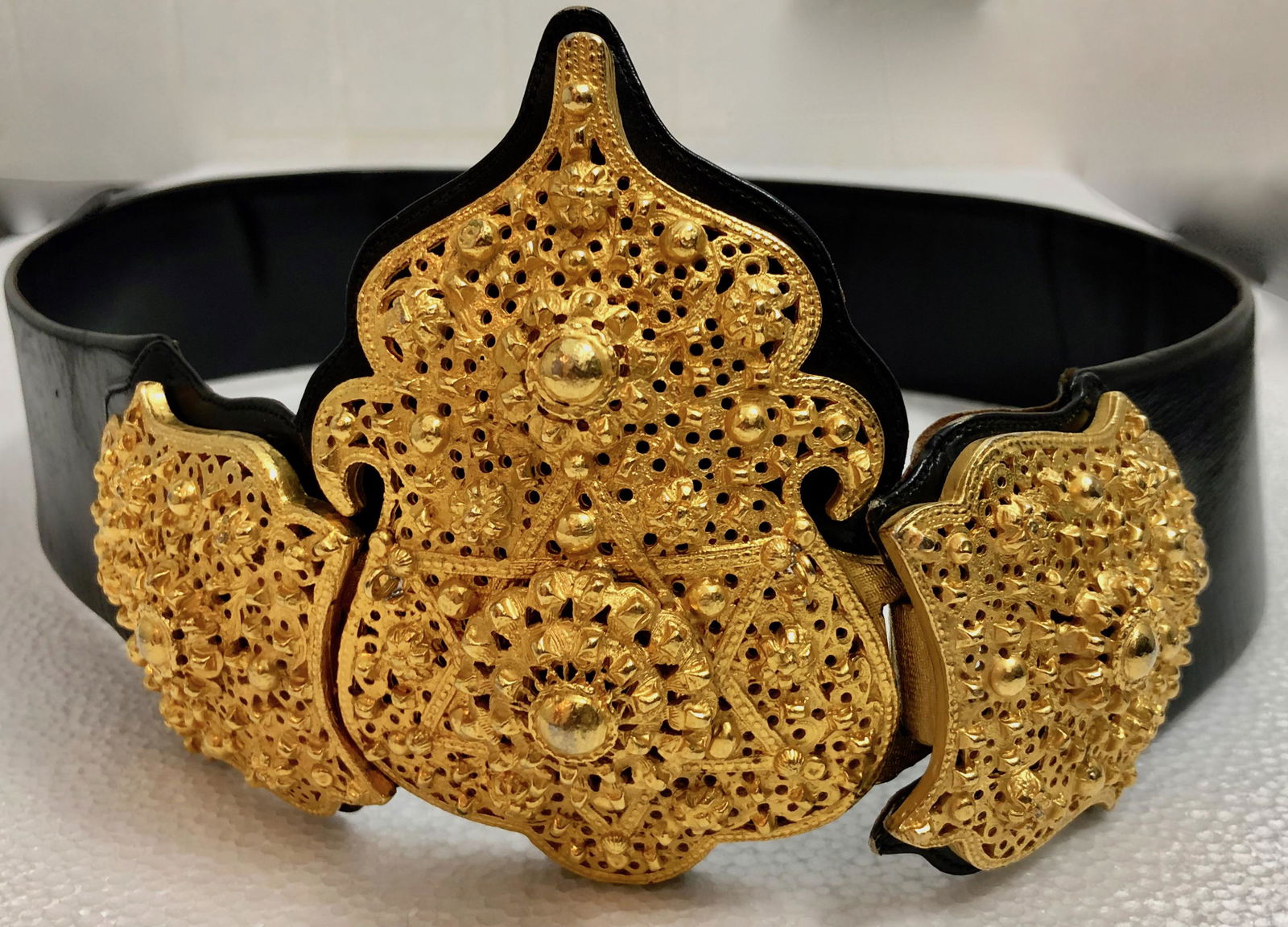 Vintage Judith Leiber Leather Belt w/ Etruscan Buckle (1 of 5)