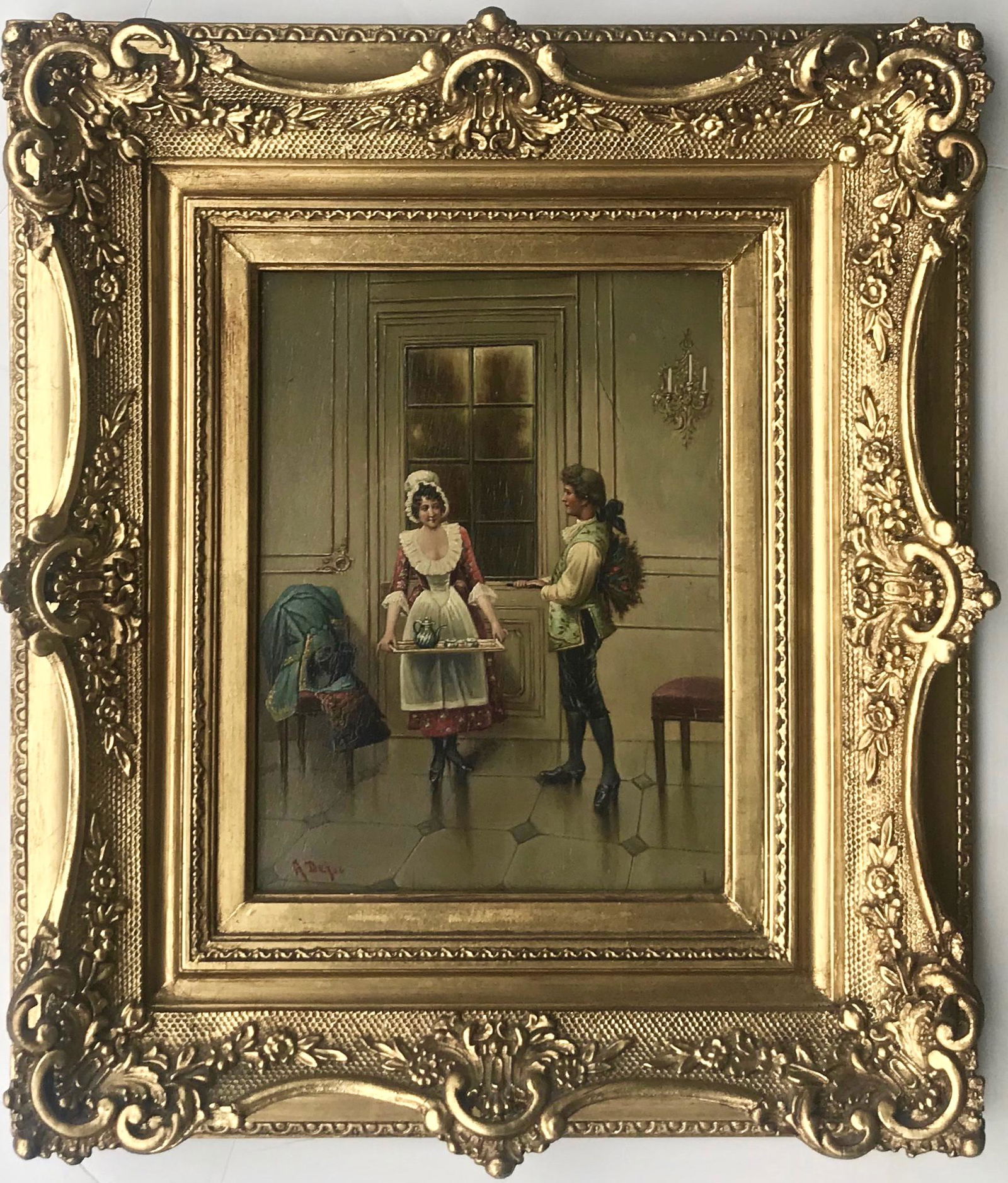 19th C. European Painting MAID & COUNT A. Defoe (1 of 4)