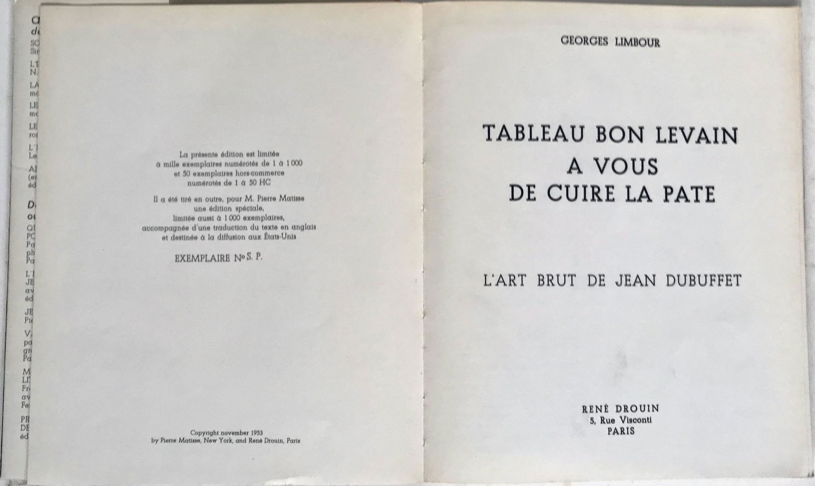 L’ Art Brut inscribed by Jean Dubuffet & Limbour 1953 (1 of 9)