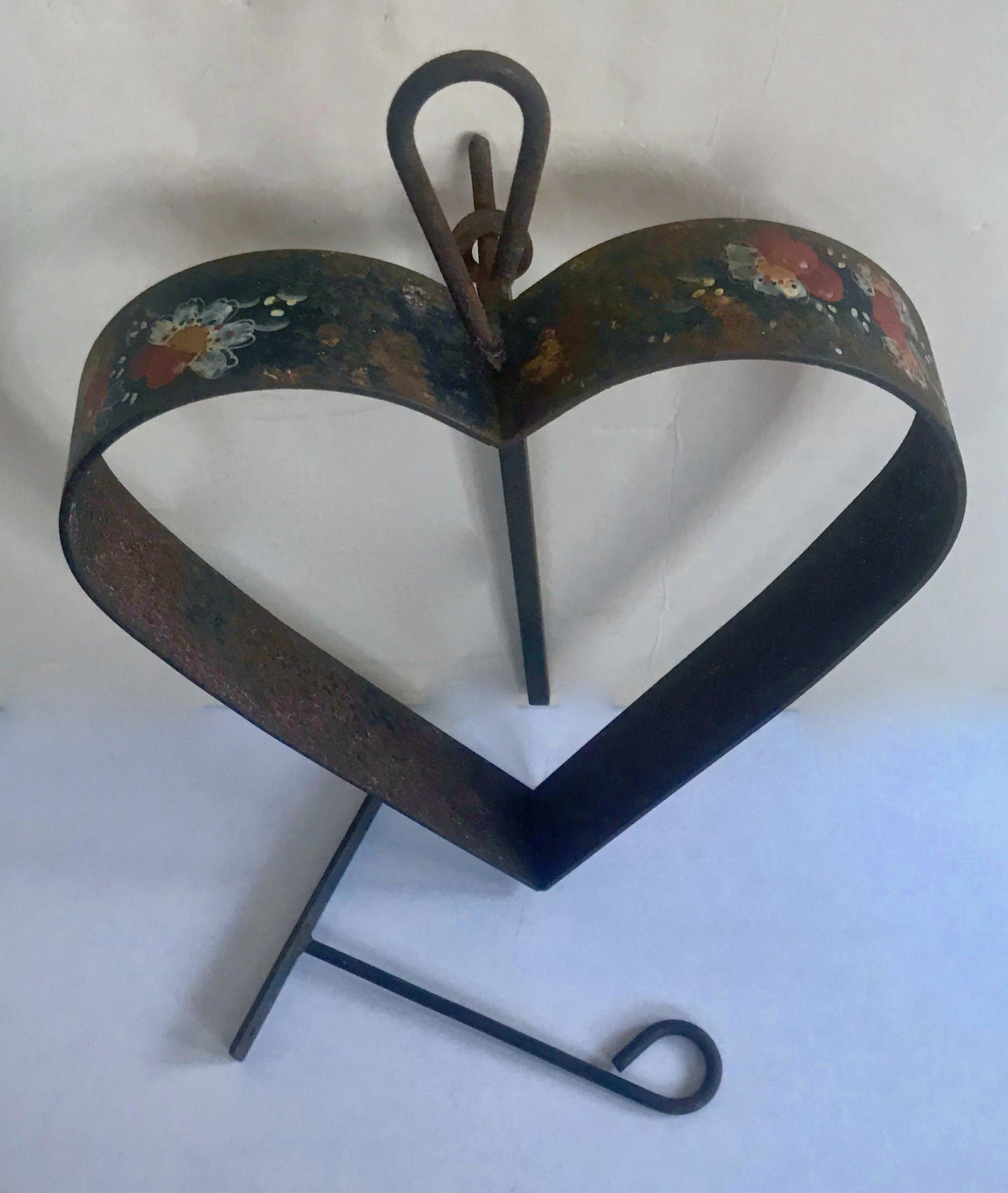 Folk Art Hand Wrought Iron & Painted Dinner Bell (1 of 5)